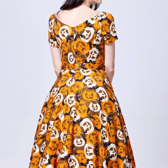 "Bella" Pumpkin & Bats Swing Dress - Size 4 X - Picture 5 of 5